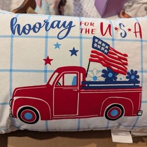 Patriotic Red Truck Accent Pillow